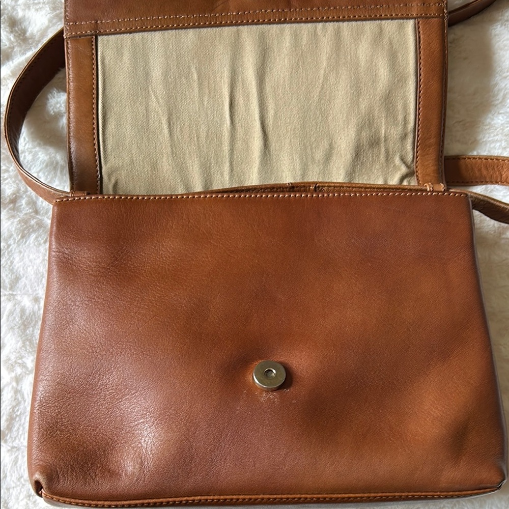 Vintage Anne Klein II Monogram Leather Messenger Flap Bag - Picture 13 of 15